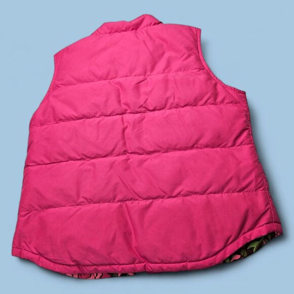 Lilly Pulitzer Reversible Puffer Vest Girls Pink Brown Floral Quilted XS-S - Picture 7 of 9